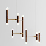 Molecule Chandelier - Brushed Brass / Walnut