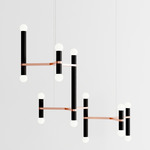 Molecule Chandelier - Brushed Copper / Black Oak