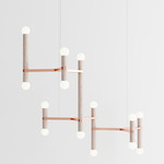 Molecule Chandelier - Brushed Copper / White Oak