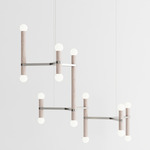 Molecule Chandelier - Brushed Stainless Steel / White Oak