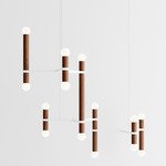 Molecule Chandelier - White / Walnut
