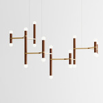 Molecule Chandelier - Brushed Brass / Walnut