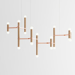 Molecule Chandelier - Brushed Copper / Natural Oak