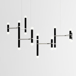 Molecule Chandelier - Brushed Stainless Steel / Black Oak
