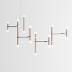 Molecule Chandelier - Brushed Stainless Steel / White Oak