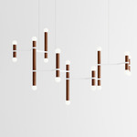 Molecule Chandelier - White / Walnut