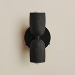Ceramic Up Down Wall Sconce - Black Canopy / Black Clay Upper Shade