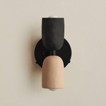 Ceramic Up Down Wall Sconce - Black Canopy / Black Clay Upper Shade