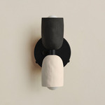 Ceramic Up Down Wall Sconce - Black Canopy / Black Clay Upper Shade