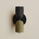 Ceramic Up Down Wall Sconce - Black Canopy / Black Clay Upper Shade