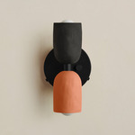 Ceramic Up Down Wall Sconce - Black Canopy / Black Clay Upper Shade