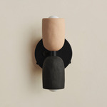 Ceramic Up Down Wall Sconce - Black Canopy / Tan Clay Upper Shade