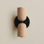Ceramic Up Down Wall Sconce - Black Canopy / Tan Clay Upper Shade