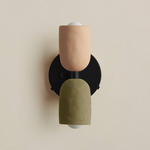 Ceramic Up Down Wall Sconce - Black Canopy / Tan Clay Upper Shade