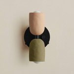 Ceramic Up Down Wall Sconce - Black Canopy / Tan Clay Upper Shade