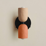 Ceramic Up Down Wall Sconce - Black Canopy / Tan Clay Upper Shade