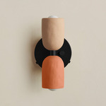 Ceramic Up Down Wall Sconce - Black Canopy / Tan Clay Upper Shade