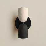 Ceramic Up Down Wall Sconce - Black Canopy / White Clay Upper Shade