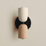 Ceramic Up Down Wall Sconce - Black Canopy / White Clay Upper Shade