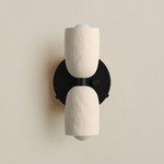 Ceramic Up Down Wall Sconce - Black Canopy / White Clay Upper Shade