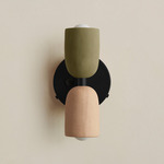 Ceramic Up Down Wall Sconce - Black Canopy / Green Clay Upper Shade