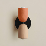 Ceramic Up Down Wall Sconce - Black Canopy / Terracotta Upper Shade