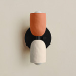 Ceramic Up Down Wall Sconce - Black Canopy / Terracotta Upper Shade