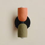 Ceramic Up Down Wall Sconce - Black Canopy / Terracotta Upper Shade