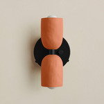 Ceramic Up Down Wall Sconce - Black Canopy / Terracotta Upper Shade
