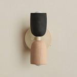 Ceramic Up Down Wall Sconce - Bone Canopy / Black Clay Upper Shade
