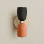 Ceramic Up Down Wall Sconce - Bone Canopy / Black Clay Upper Shade