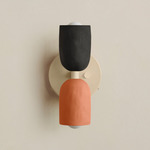 Ceramic Up Down Wall Sconce - Bone Canopy / Black Clay Upper Shade