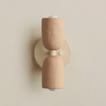 Ceramic Up Down Wall Sconce - Bone Canopy / Tan Clay Upper Shade