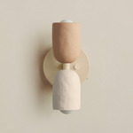 Ceramic Up Down Wall Sconce - Bone Canopy / Tan Clay Upper Shade