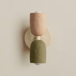 Ceramic Up Down Wall Sconce - Bone Canopy / Tan Clay Upper Shade