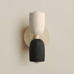Ceramic Up Down Wall Sconce - Bone Canopy / White Clay Upper Shade