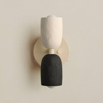 Ceramic Up Down Wall Sconce - Bone Canopy / White Clay Upper Shade
