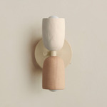 Ceramic Up Down Wall Sconce - Bone Canopy / White Clay Upper Shade