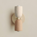 Ceramic Up Down Wall Sconce - Bone Canopy / White Clay Upper Shade