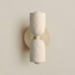 Ceramic Up Down Wall Sconce - Bone Canopy / White Clay Upper Shade