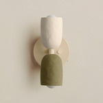 Ceramic Up Down Wall Sconce - Bone Canopy / White Clay Upper Shade
