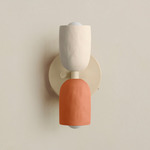 Ceramic Up Down Wall Sconce - Bone Canopy / White Clay Upper Shade
