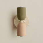 Ceramic Up Down Wall Sconce - Bone Canopy / Green Clay Upper Shade