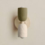 Ceramic Up Down Wall Sconce - Bone Canopy / Green Clay Upper Shade