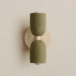 Ceramic Up Down Wall Sconce - Bone Canopy / Green Clay Upper Shade