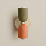 Ceramic Up Down Wall Sconce - Bone Canopy / Green Clay Upper Shade