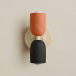 Ceramic Up Down Wall Sconce - Bone Canopy / Terracotta Upper Shade