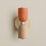 Ceramic Up Down Wall Sconce - Bone Canopy / Terracotta Upper Shade