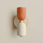 Ceramic Up Down Wall Sconce - Bone Canopy / Terracotta Upper Shade