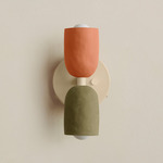 Ceramic Up Down Wall Sconce - Bone Canopy / Terracotta Upper Shade